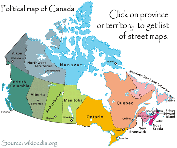 Political map of Canada